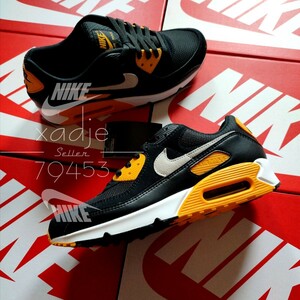 新品 正規品 NIKE ナイキ AIR MAX 90 エアマックス 90 黒 ブラック ユニバーシティ ゴールド 白 27.5cm US9.5 箱付き