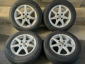 【中古】社外アルミ 14インチ 5.5J+42 100 4穴 トライアングル TEM11 175/70R14 20年製　夏タイヤ4本セット【全国送料無料！】 フィット等