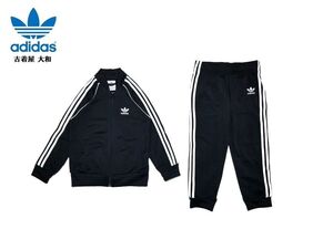 #古着屋大和 送料無料 adidas originals アディダス キッズ セットアップ 上下セット ジャージ 100 黒 ブラック 子供服 サッカー スポーツ