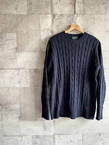 ☆★ 80s-90s LAUREN- RALPH LAUREN ALL-COTTON CABLE KNIT OLD VINTAGE ラルフローレン コットン ケーブルニット オールド ビンテージ★☆