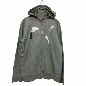 PUMA ロゴ スウェット パーカー キッズ L プーマ グレー ジップアップ 古着卸 アメリカ仕入 a608-5102