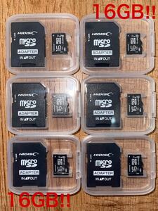 microSDカード 16GB［6枚セット] (SDカードとしても使用可能!)