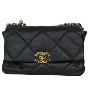 シャネル CHANEL CHANEL19ラージ AS1161 ブラック/ゴールド・シルバー金具 シャイニーカーフ ショルダーバッグ レディース 中古