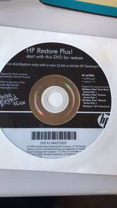 HP　Restore Plus!　DVD 32-bit or 64-bit　dc7800　mulitilingual version 1.2
