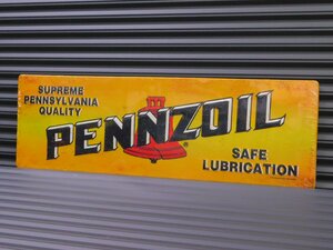 送料\350【PENNZOIL・ペンズオイル】※《エンボスメタルサイン／横長タイプ》 アメリカン雑貨　エンボス看板　ブリキ看板　53