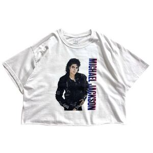 【2018s Michael Jackson カットオフ プリント Tシャツ】 ビンテージ ヴィンテージ 古着 90s 80s 70s 60s 50s 40s USA製 Y2K ストリート