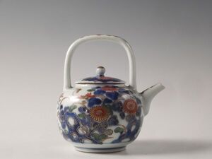 ◇堂◇古伊万里 金彩色絵 花蝶文 急須 煎茶道具 無傷完品 江戸元禄 49kw284