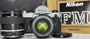 【終活整理】 Nikon FM 機械式＋Ai NIKKOR 50mm f1.8＋55mm f2.8 マクロ 単焦点2本セット 各動作良好 露出計OK シャッター快調 光学良好