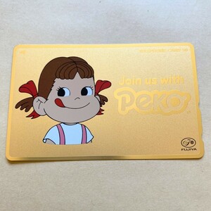 【未使用】テレカ ペコちゃん Join us with Peko ゴールド 不二家