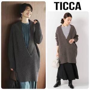 eclat掲載◆新品 TICCA ティッカ 深Vチュニックニット ワンピース 定価35,200円