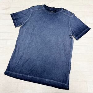 1449◎ DIESEL ディーゼル トップス tシャツ カットソー 半袖 クルーネック ダメージ加工 ネイビー グラデーション メンズXS