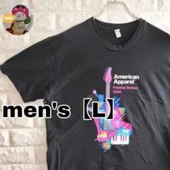 B979【American Apparel】半袖Tシャツ【メンズL】ブラック