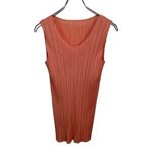 美品　ISSEY MIYAKE イッセイミヤケ　レディース　プリーツプリーズ　ピンク　ノースリーブ　タンクトップ　トップス　