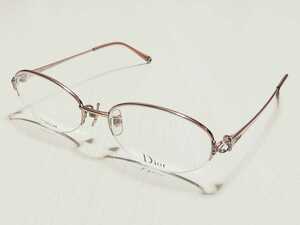新品　Christian Dior　ディオール　ブランド　日本製　メガネ　眼鏡　高級感　オシャレ　ハーフリム　チタン　軽い　ピンク　キラキラ