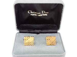 4647★ ChristianDior クリスチャンディオール ヴィンテージ カフスボタン アクセサリー メンズ ゴールド系 中古