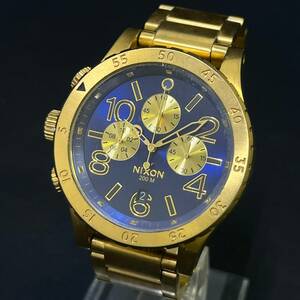 BIg169X 60 NIXON 48-20 CHRONO ニクソン クロノグラフ 200M サンレイブルー×ゴールドカラー ビッグフェイス メンズ 腕時計