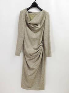 2006 Alexander McQUEEN Wool Tweed Drape Neck Dress Archive アレキサンダーマックイーン ウール ツイード ドレープ ギャザー ワンピース