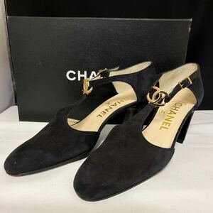 CHANEL パンプス ブラック ヒール スエード サイズ35