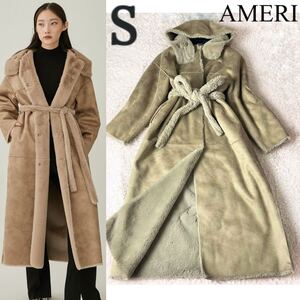 AMERI VINTAGE アメリヴィンテージ HOOD REVERSIBLE FAKE FUR COAT フェイクファー ロングコート ベルト スエード ベージュ ベージュ S