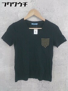 ◇ GUILD PRIME ギルドプライム Vネック 半袖 Tシャツ カットソー サイズ36 ブラック レディース
