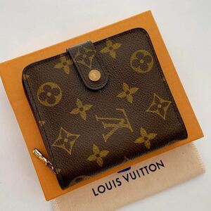 H1578【極美品に近い】 Louis Vuitton ルイヴィトン　モノグラム　コンパクトジップ　二つ折り財布 M61667　ユニセックス