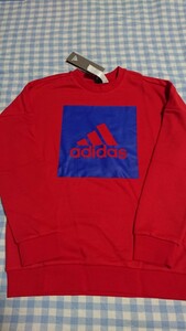 〇♪160☆未使用・保管品☆adidas☆ボックスロゴ　トレーナー　赤160①