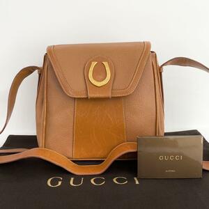 GUCCI オールドグッチ ホースビット ショルダーバッグ ブラウン レザー 6-28531