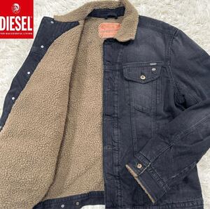 【極美品XL】冬の最高傑作 DIESEL Gジャン デニムジャケット XL 黒 内ボア【極暖】抜群の保温性 ボタン刻印 DIESELパッチ 独特のお洒落感