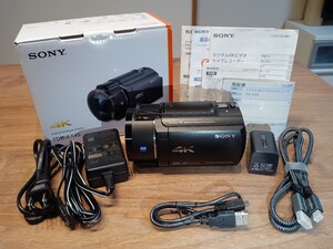 【マンフロット製 高品位 三脚付き】極美品 SONY Handycam FDR-AX45 4K撮影 WiFi+64GBメモリー内蔵【取説+元箱付き】