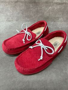 中古 UGG australia ローファー 25cm RED スウェード 1006788 使用感有り アグ　赤