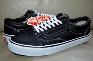 新品未使用 VANS バンズ レザー OLD SKOOL オールドスクール ブラック 天然革 黒 白 US9 27センチ 送料無料