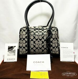 COACH コーチ 6097 シグネチャー キャンバス×レザー トートバッグ ショルダーバッグ 肩掛け ブラック系