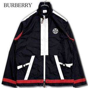 【22SS】 BURBERRY バーバリー トラックジャケット ブルゾン ジップアップ 胸ロゴ リカルドティッシ ナイロン トリコ ブラック M〜L相当