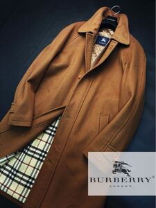 k24未使用級【最高級イタリア製!!】手触り最高カシミヤ使用定価20万●BURBERRY LONDON●ステンカラーコート バーバリーコート メンズ L