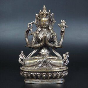 【金富士】チベット古い銅鍍銀　銀銅持金剛仏 中国古玩骨董佛像