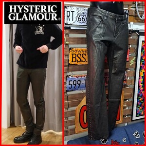 HYSTERIC GLAMOUR ヒステリックグラマー　スタッズ　pu　レザーパンツ　カモメステッチ　ブラック　L　ライダース　ロック