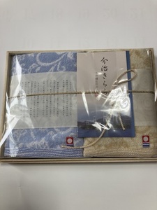 【新品】愛媛今治　木箱入りフェイスタオル2P 今治きらら 34×75cm