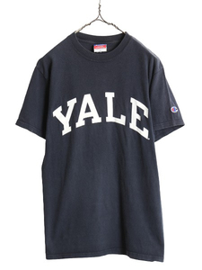 00s チャンピオン YALE カレッジ プリント 半袖 Tシャツ メンズ M 00年代 オールド Champion ヘビーウェイト コットン 目付き イエール 紺