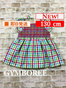 Top-504【新品】Gymboree/カットソー/130cm/ギンガムチェック/女の子/半袖/子供服/タグ付き/ジンボリー/インポート/送料無料