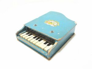 XC132◇1960年代 ベビーピアノ 木製 トイピアノ 10鍵 ブルー 動作品 / BABY PIANO グランドピアノ 楽器玩具 ビンテージ 当時物 /