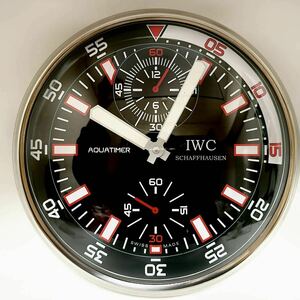 現品限り レア IWC アクアタイマー AQUATIMER 非売品 ショールーム 掛け時計 掛時計 クォーツ式 ブラック 家具 検) パテック ヴァシュロン