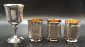 銀製☆杯 カップ グラス SILVER & 銀製刻印 4個まとめて 約115g☆酒器 ショットグラス リキュールX1209160