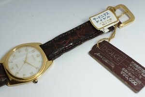 1円～ 希少モデル☆高級SEIKO ドルチェ【サードニクス ダイヤル 縞メノウ】デッドストック品 メンズ