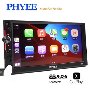 2 DIN CARPLAY車ラジオRDSステレオレシーバーBLUETOOTHミラーリンクHD MP5プレーヤーUSB TFマイクで 7 "タッチスクリーンPHYEE X1