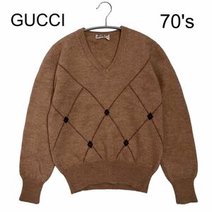 【GUCCI】70s OLD GUCCI エルボーパッチ カシミアニット