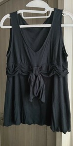 MATERIA　マテリア　黒ノースリーブシャツ　38サイズ