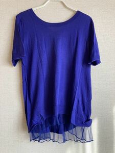 ニット*TOPPAZZO　DONNA*青*美品*裾レース