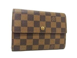 1円 ■美品■ LOUIS VUITTON ルイヴィトン N61202 ダミエ ポルトトレゾール エテュイ パピエ 三つ折り 財布 ウォレット ブラウン系 BJ6665