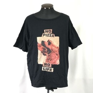 ロデオクラウンズ/rodeo crowns★NO PIZZA NO LIFE 半袖Tシャツ【women’s size -FREE/黒】Tops/Shirts◆BH58