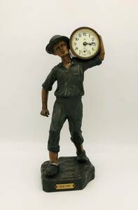 （R3-0407）可動品　アンソニア　ブロンズ置時計 “BRETON”　かつぐ男　炭鉱夫　手巻き式　ANSONIA　U.S.A